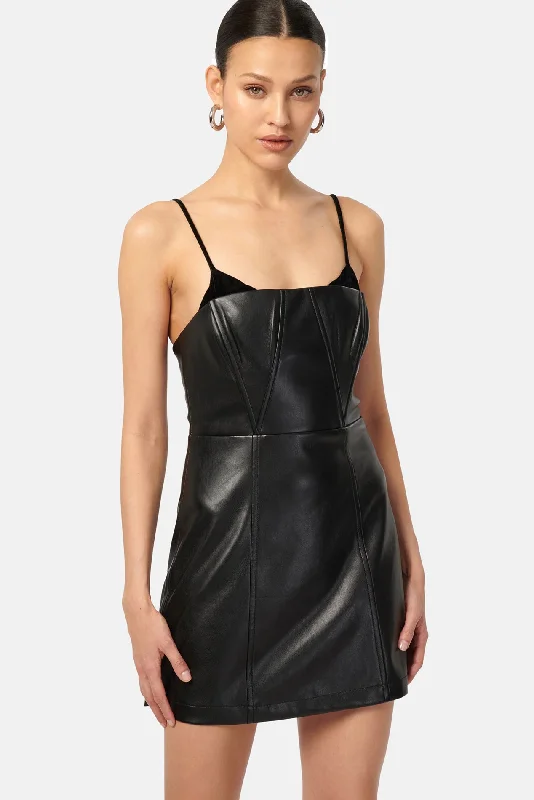 Dehya Vegan Leather Dress Black