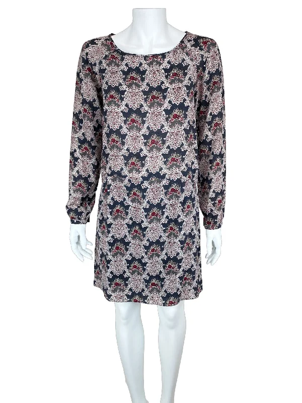 Comptoir Des Cotonniers, Women's Paisley Silk Dress, Dark Grey/Wine, Size 34 (XS)