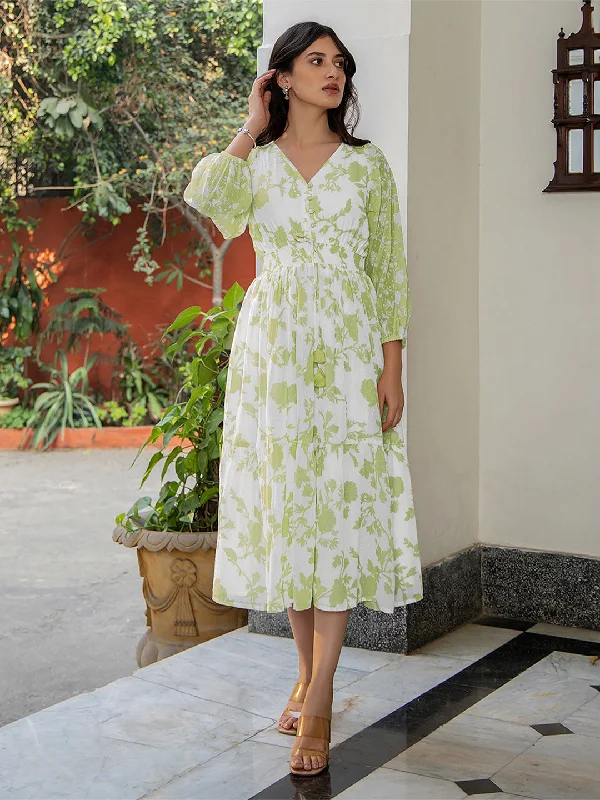 Women Georgette Green Dress