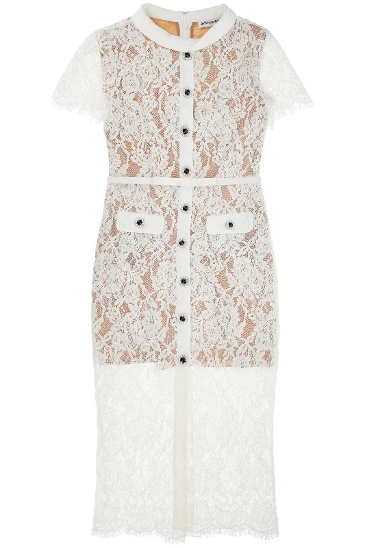 lace dress with belt RS25 013MA W WHITE