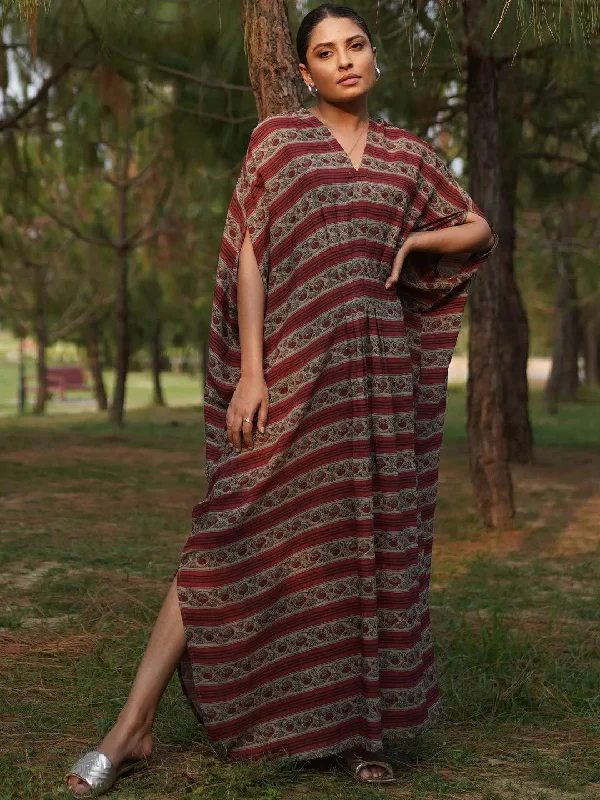 Maroon Printed Georgette Dress