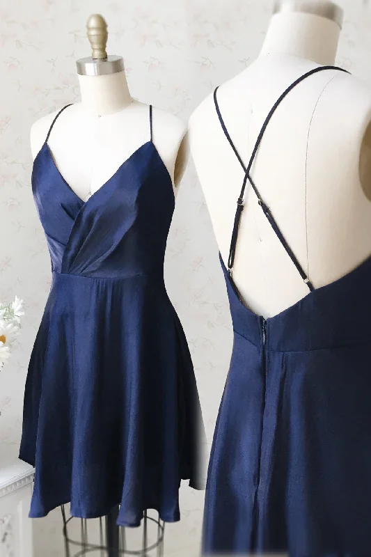 Navy Blue A-line Short Homecoming Dress