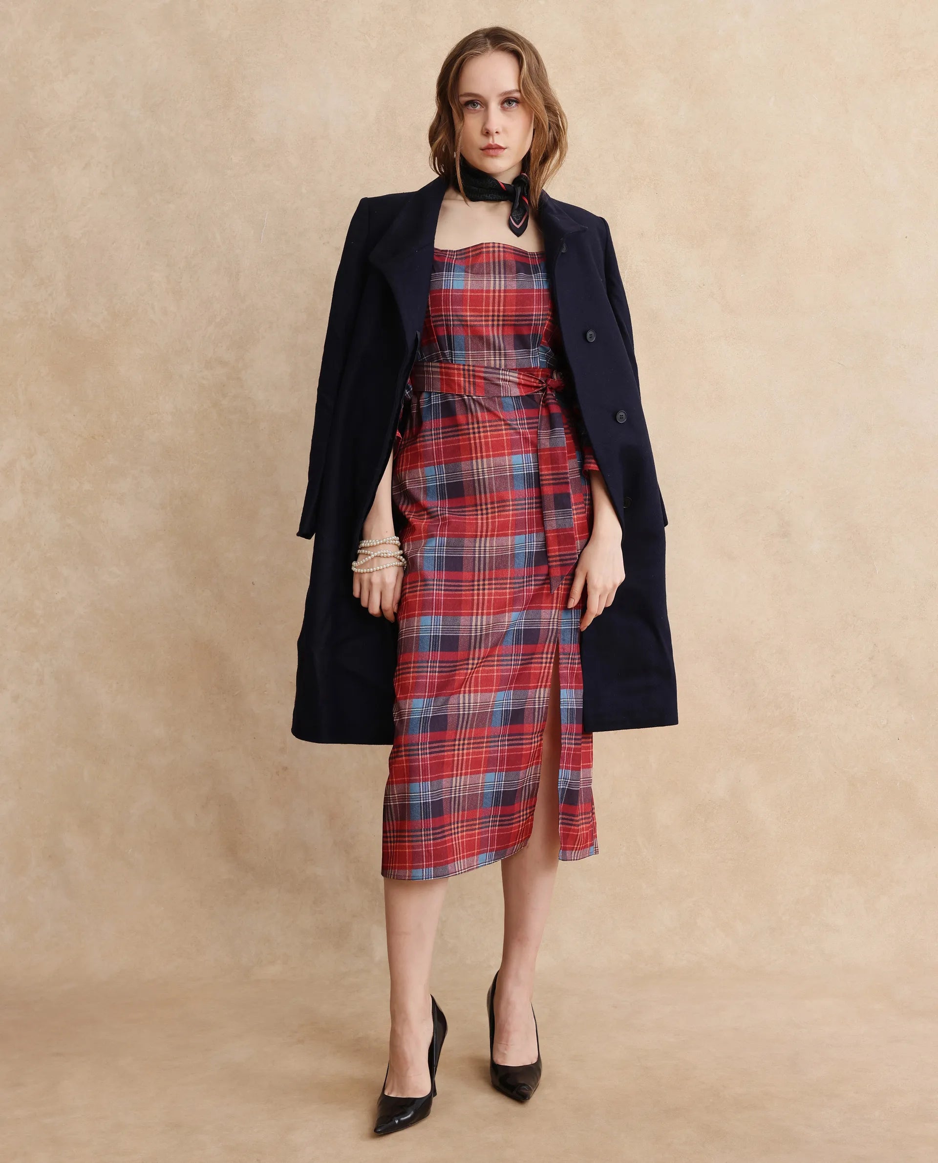 Rareism Women Olappo Primary Multi Button Sleeve Dress