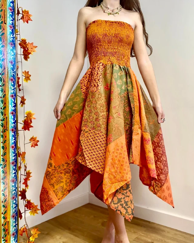 Orange Patchwork Pixie Dress