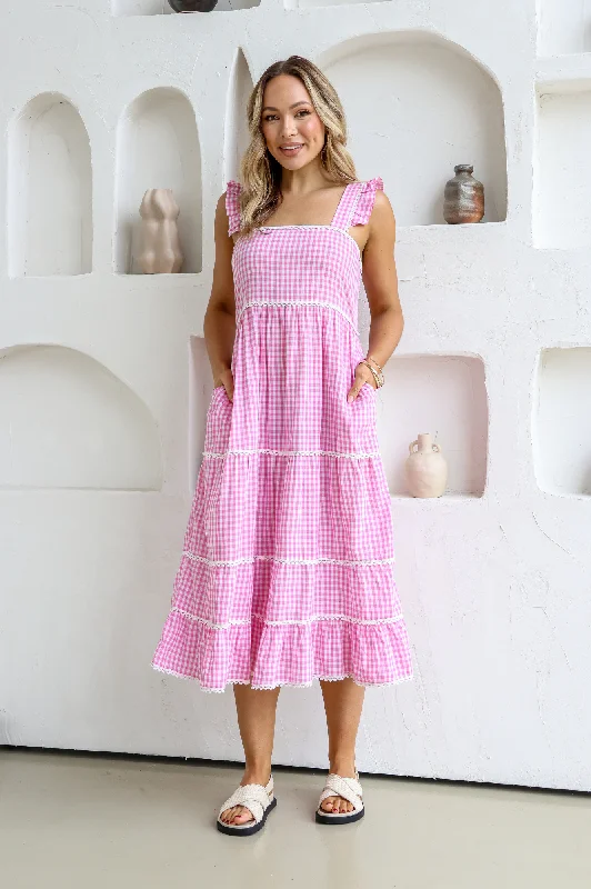 Palapa Checked Sundress - Pink