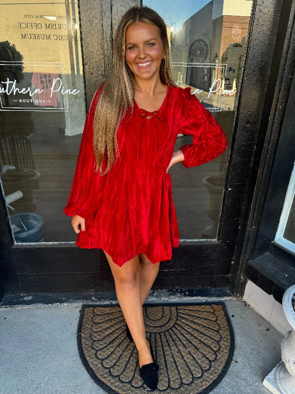 Red velvet swing dress