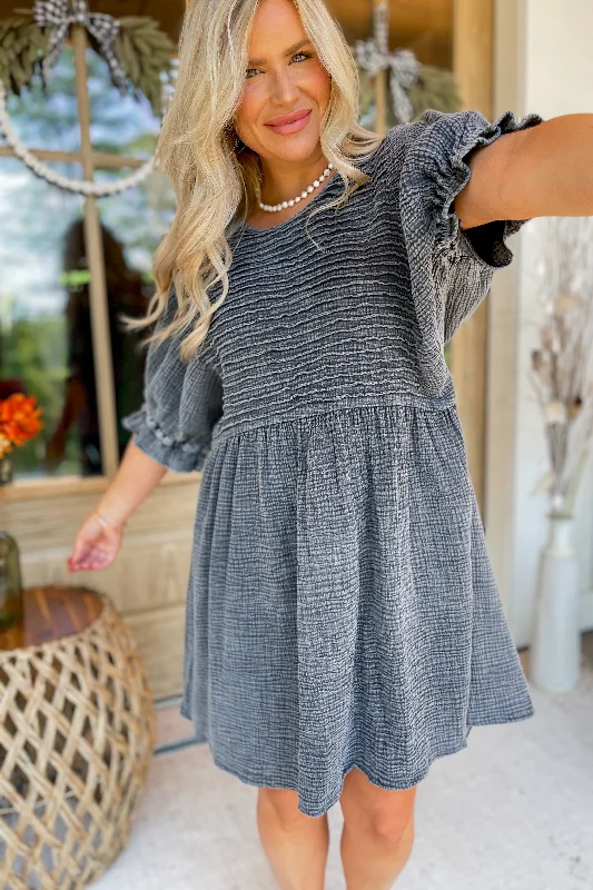 Riley Pintuck Mineral Washed Cotton Gauze Dress *FINAL SALE*