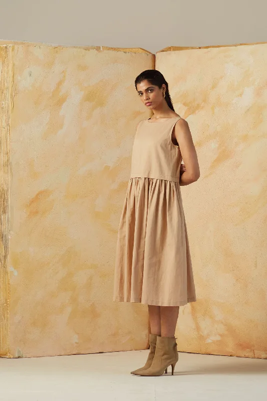 Rylie Beige Solid Dress