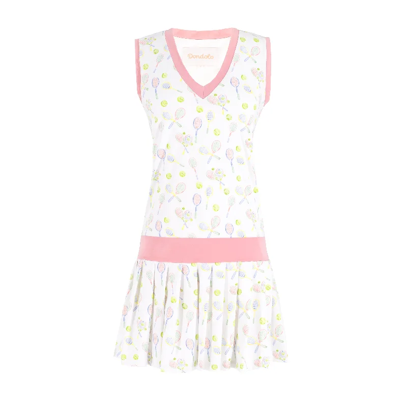 Serena Women’s Tennis Dress - Racket Print