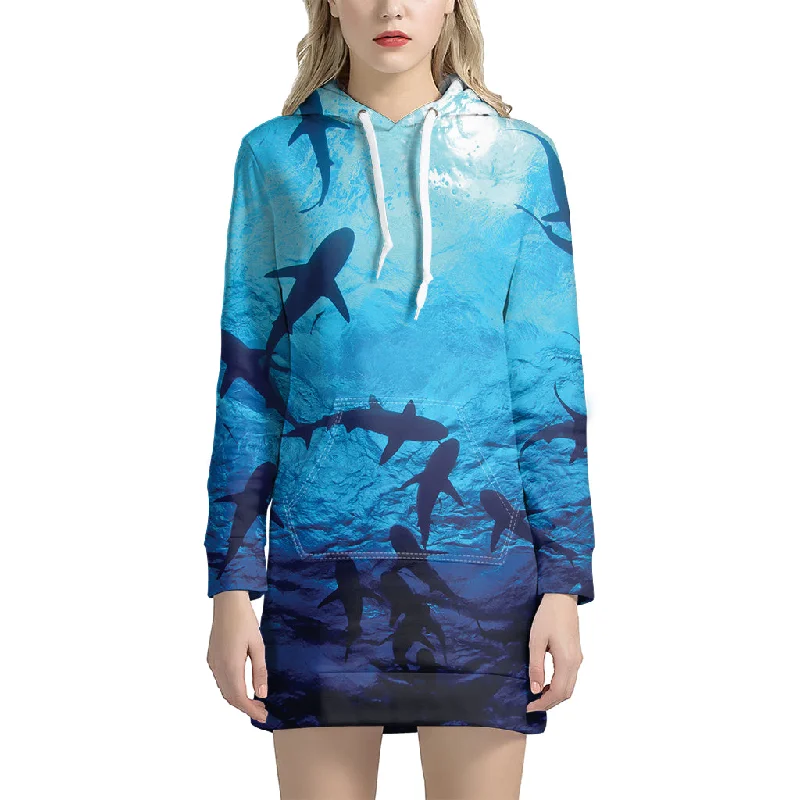 Shark Underwear Print Pullover Hoodie Dress