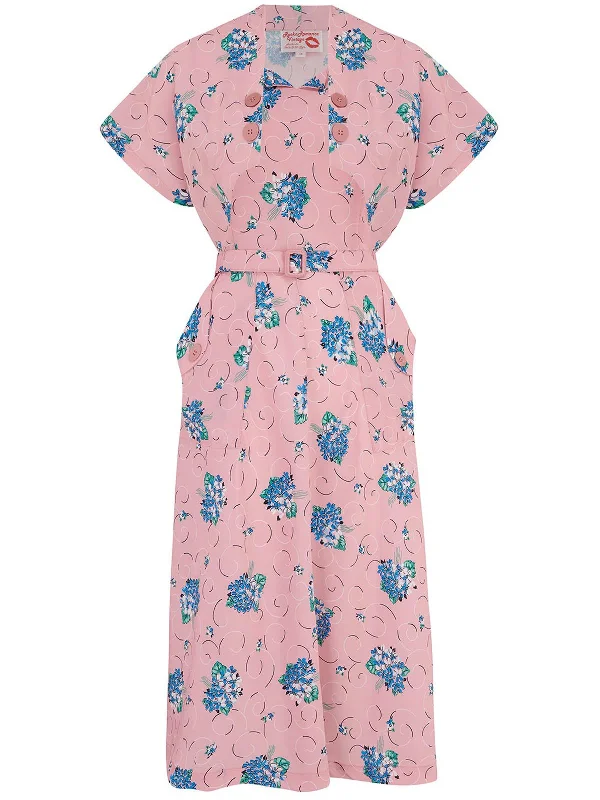 Two Piece Vintage Style Pink Bouquet Dress & Bolero
