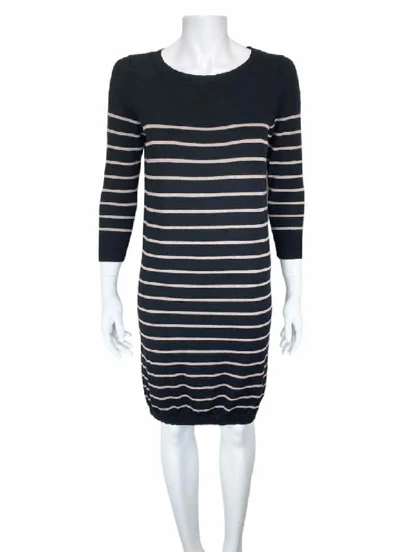 Uniqlo Women's Striped Wool Sweater Dress Black/Sand Size M