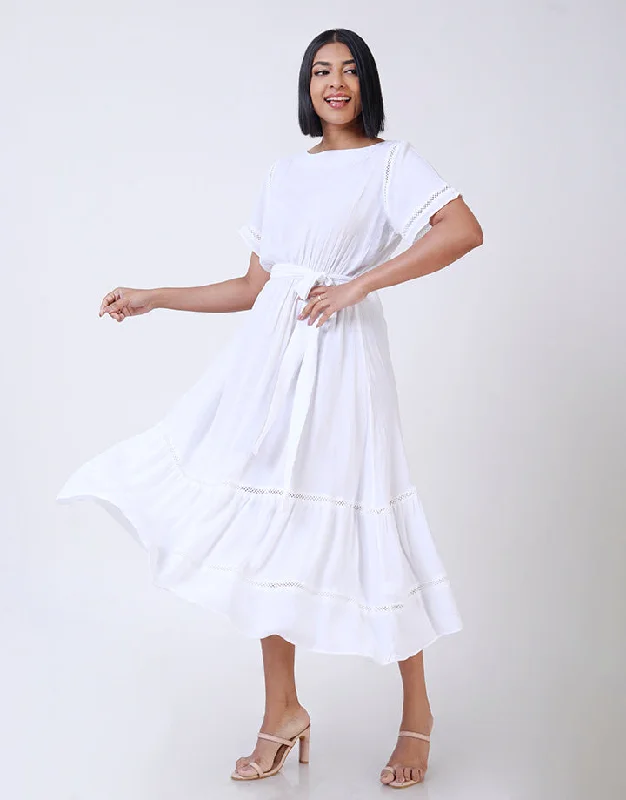 White Dress with Ladder Work