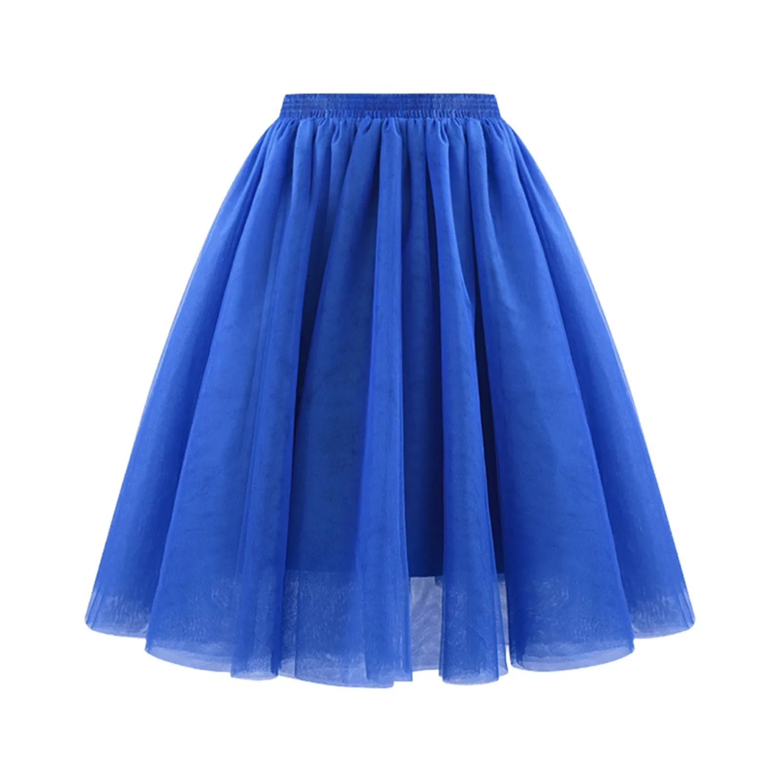 JuliaFashion - Fashion Tulle Skirt Pleated Tutu Skirts Womens Soft Drape Mid Length Skirt Wedding Bridal Bridesmaid Large Size A Line Skirts Dress Boat Neckline Classic