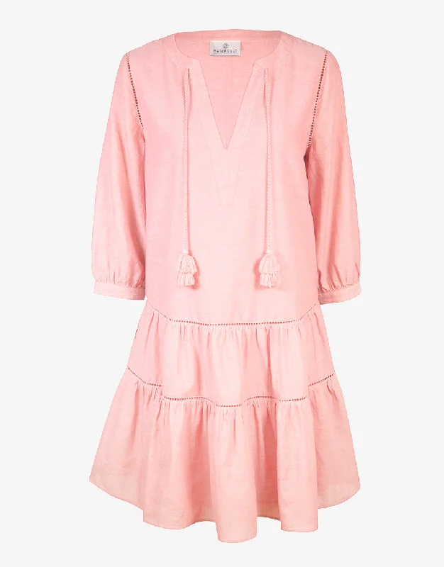 Flounce Beach Dress - Pink Tunics Summer linen