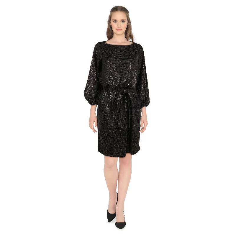 lily morgan Women's Belted Shimmer Dress Tunics Versatile functional