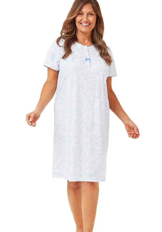 Marlon Floral Print Nightdress, Blue Tunics Sophisticated sleek