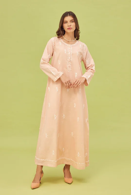 Noor Peach Full Sleeve Nightdress Tunics Sale discount