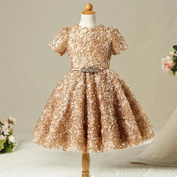 Toddler Ball Gowns Girl Summer Formal Retro Elegant Birthday Party Sequin Dress Tunics Floral girly