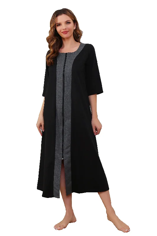 RH Women Zipper Robes Full Length Nightgowns Loose Housecoat 3/4 Sleeve Dress S-XXL RHW2897 Tunics Sophisticated sleek