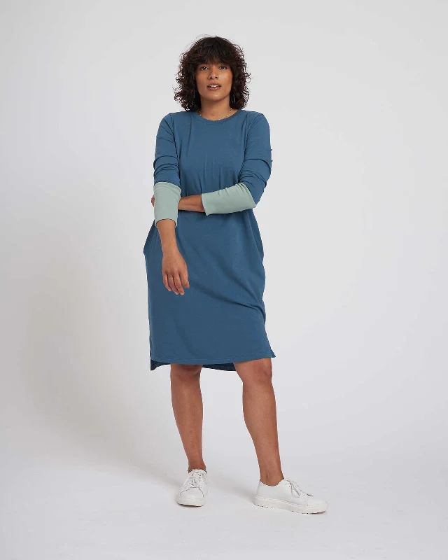 Rhine Color Block Cuff Dress - Mist/Teal Tunics Business professional