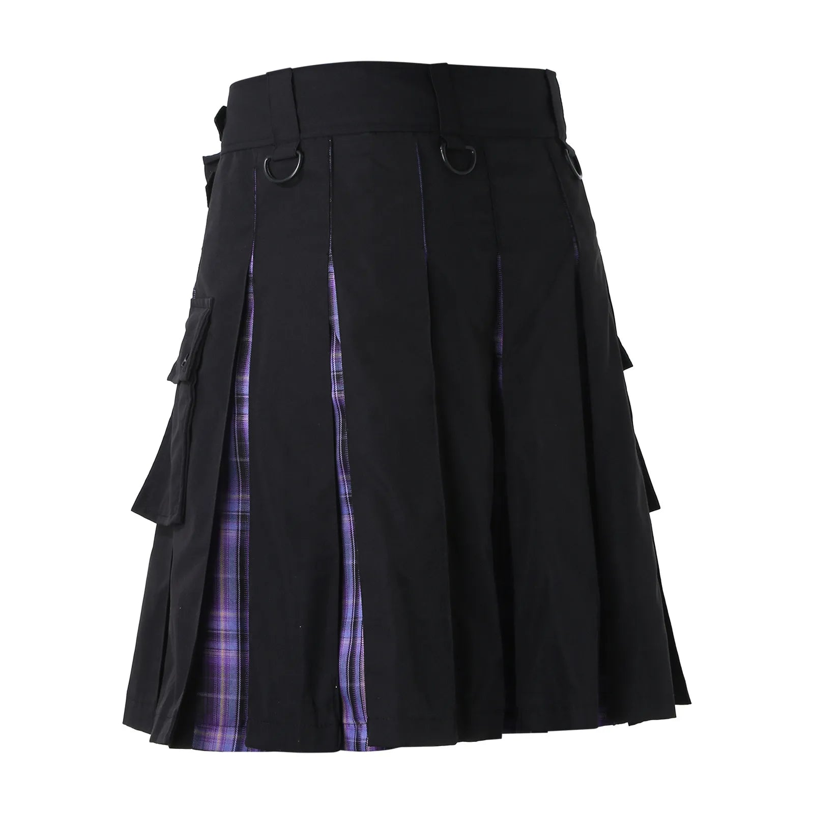 JuliaFashion - Scottish Mens Kilt Fashion Casual Retro Scottish Style Pocket Pleated Skirt Traditional Personality Kilts Check Pattern Skirts Dress Tunics Occasion special