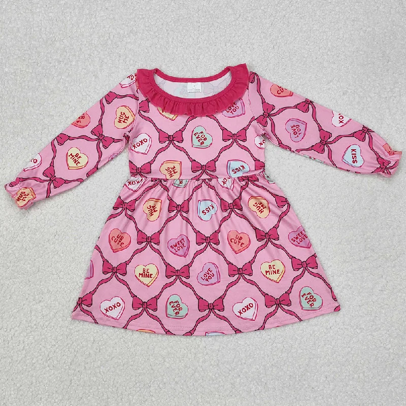 Baby Girls Dress Valentines Hearts Bows Knee Length Dresses GLD0987 Tunics Stylish elegant