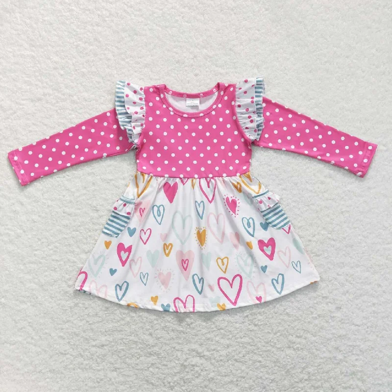 GLD0489 pre-order baby girl clothes girl heart valentines day dress Tunics Versatile all-occasion