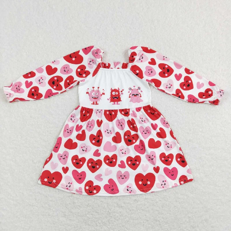 GLD0498 baby girl clothes girl monster toddler valentine's day clothes winter dress Tunics Velvet soft