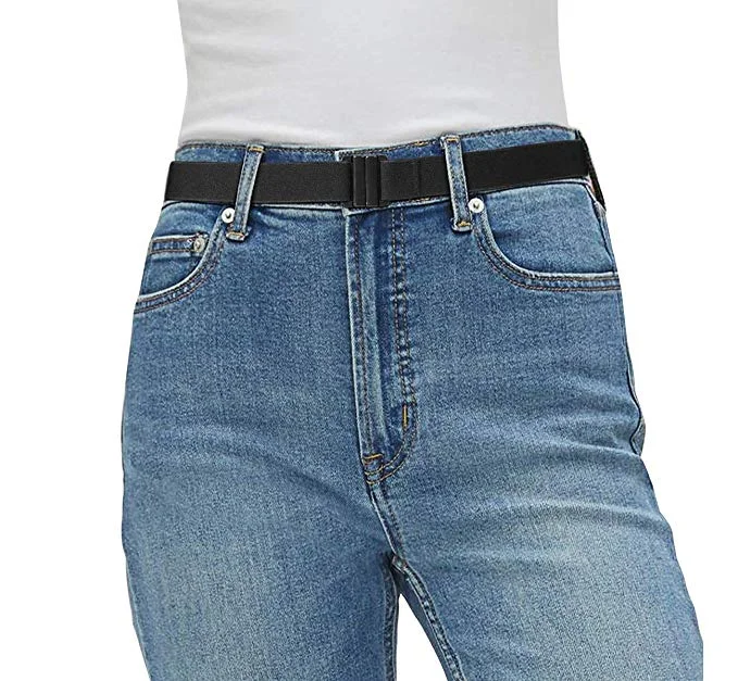 No Show Women Stretch Belt Invisible Elastic Web Strap Belt with Flat Buckle for Jeans Pants Dresses Tunics Stylish elegant