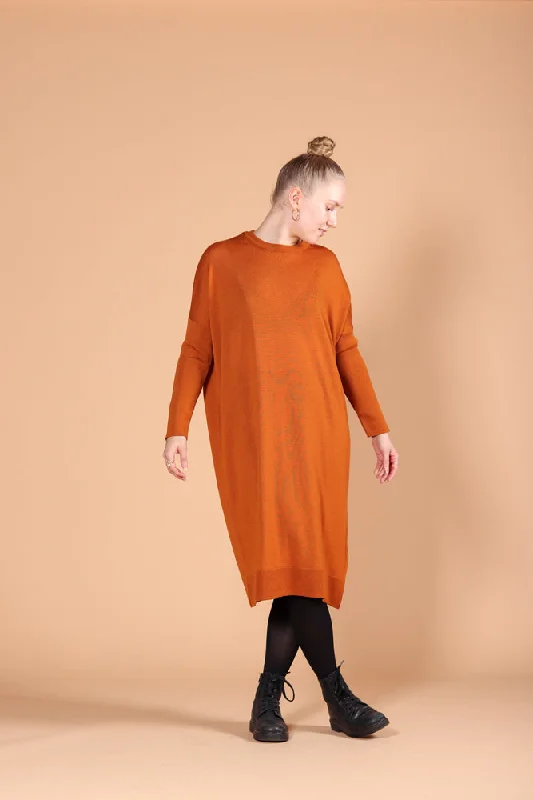 Nooa Merino Dress Rust Tunics Luxurious premium