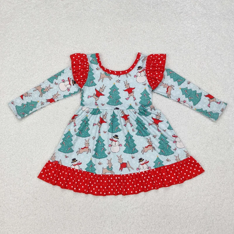 Baby Girl Long Sleeves Christmas Tree Snowman Dress Tunics Corduroy durable