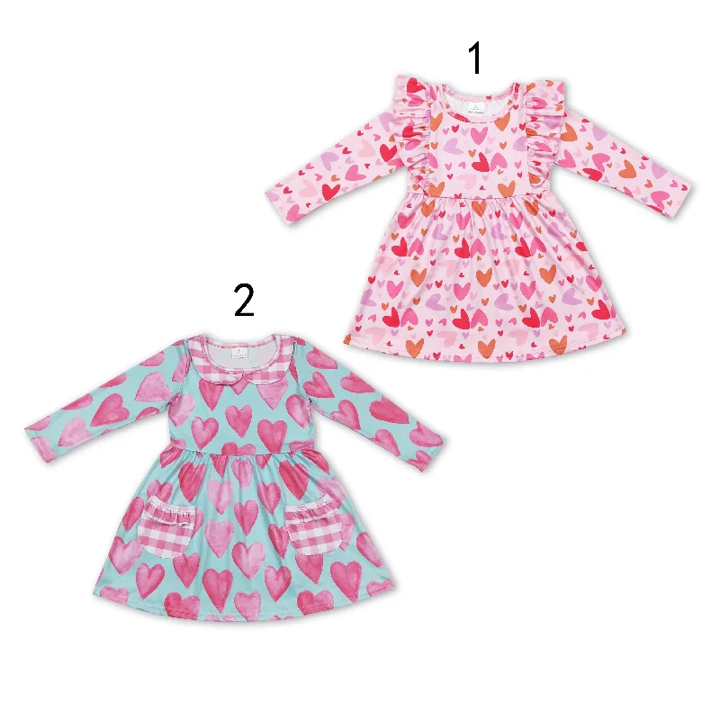 RTS NO MOQ Baby Girl Clothes Valentine Long-sleeved dress Tunics Essential wardrobe